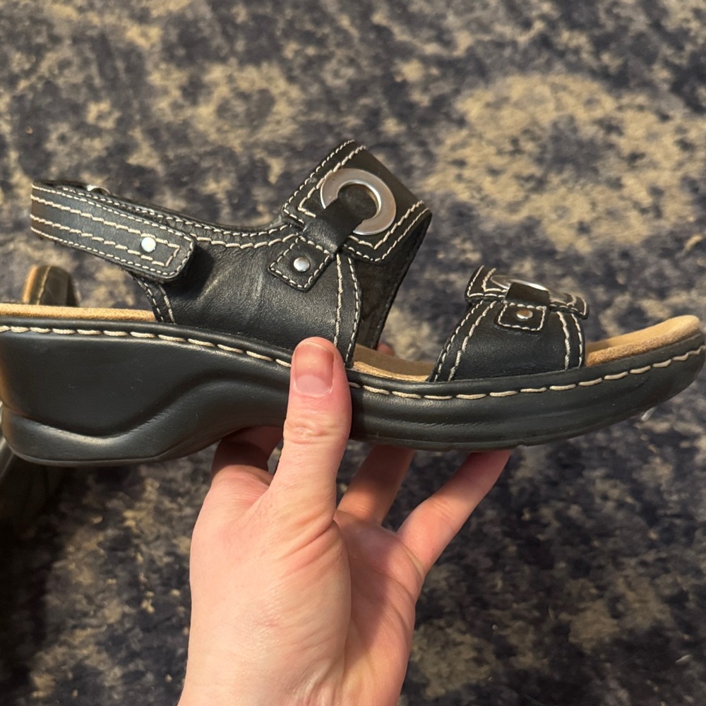 Clarks Black Sandals with Buckle Detail - Picture 7 of 7